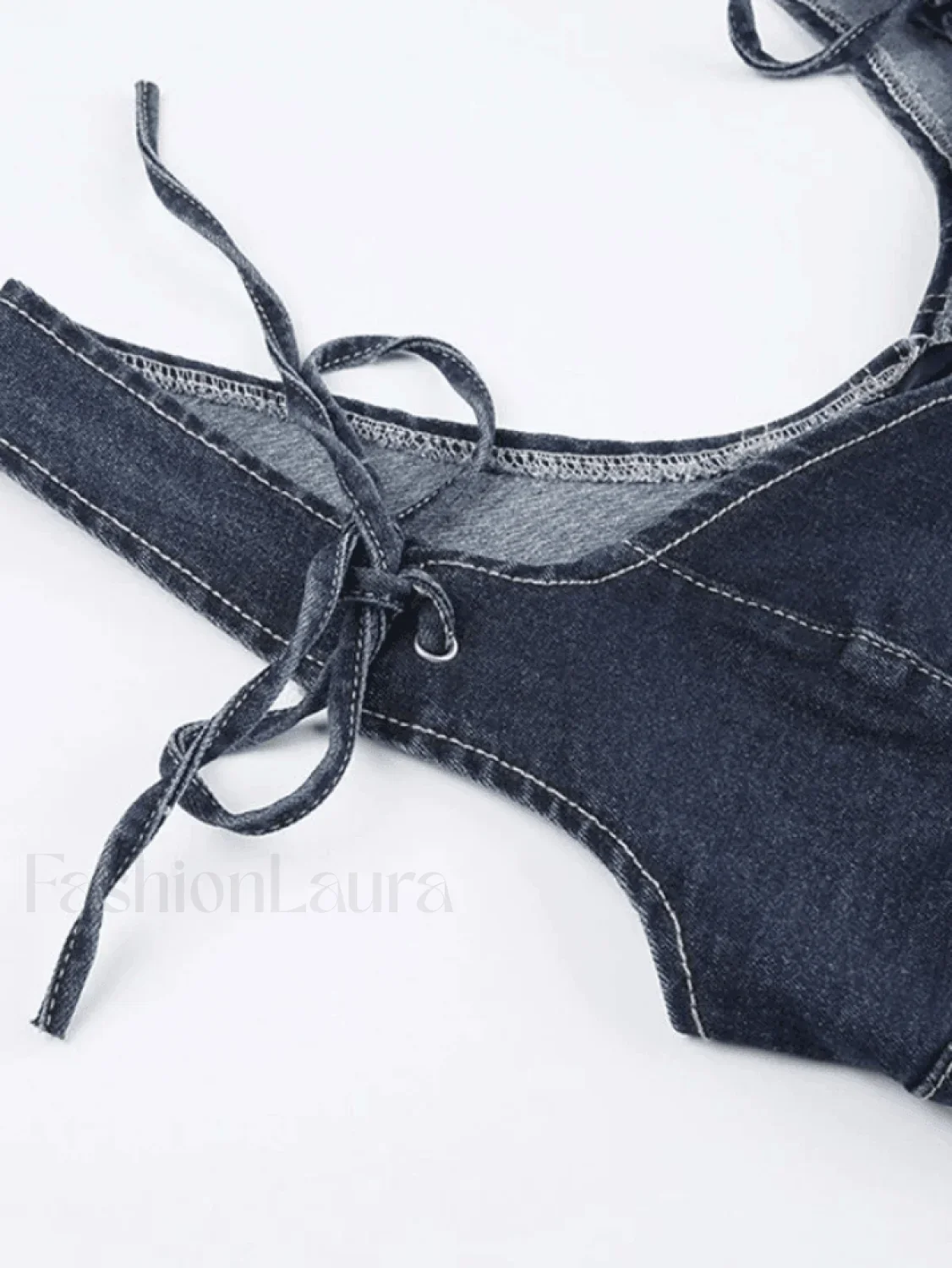 Tie Strap Denim Corset Top - Image 4