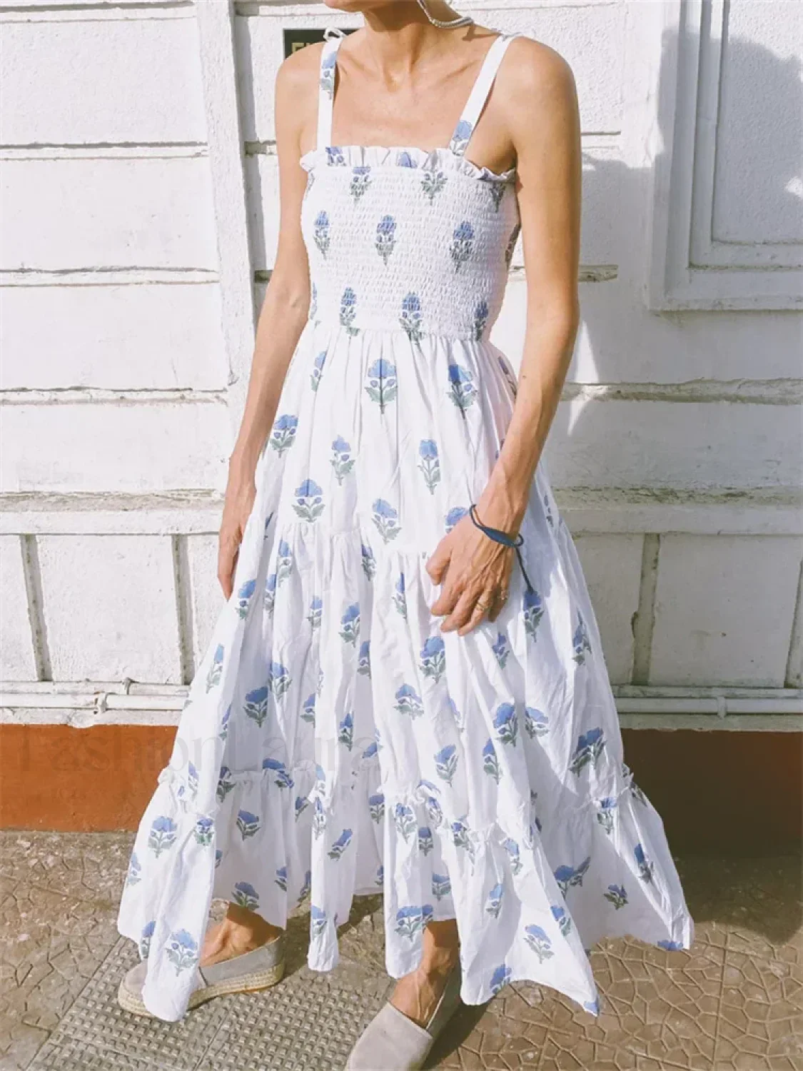 Tie Strap Floral A-Line Maxi Dress - Image 10