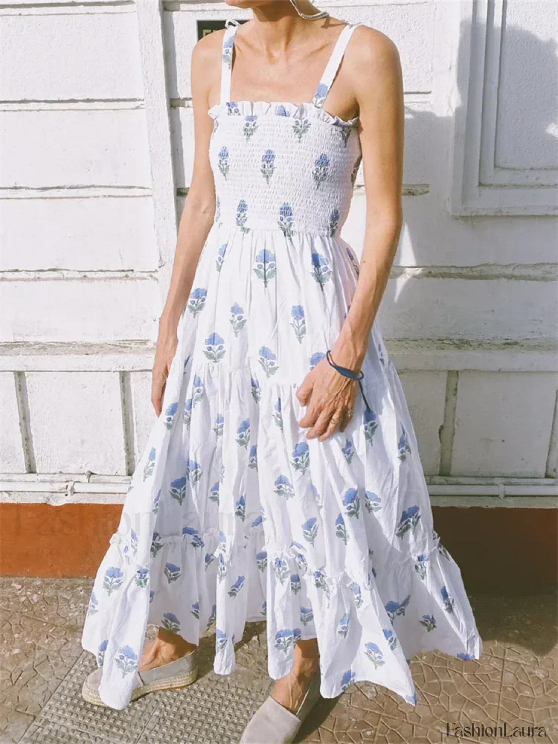 Tie Strap Floral A-Line Maxi Dress - Image 15