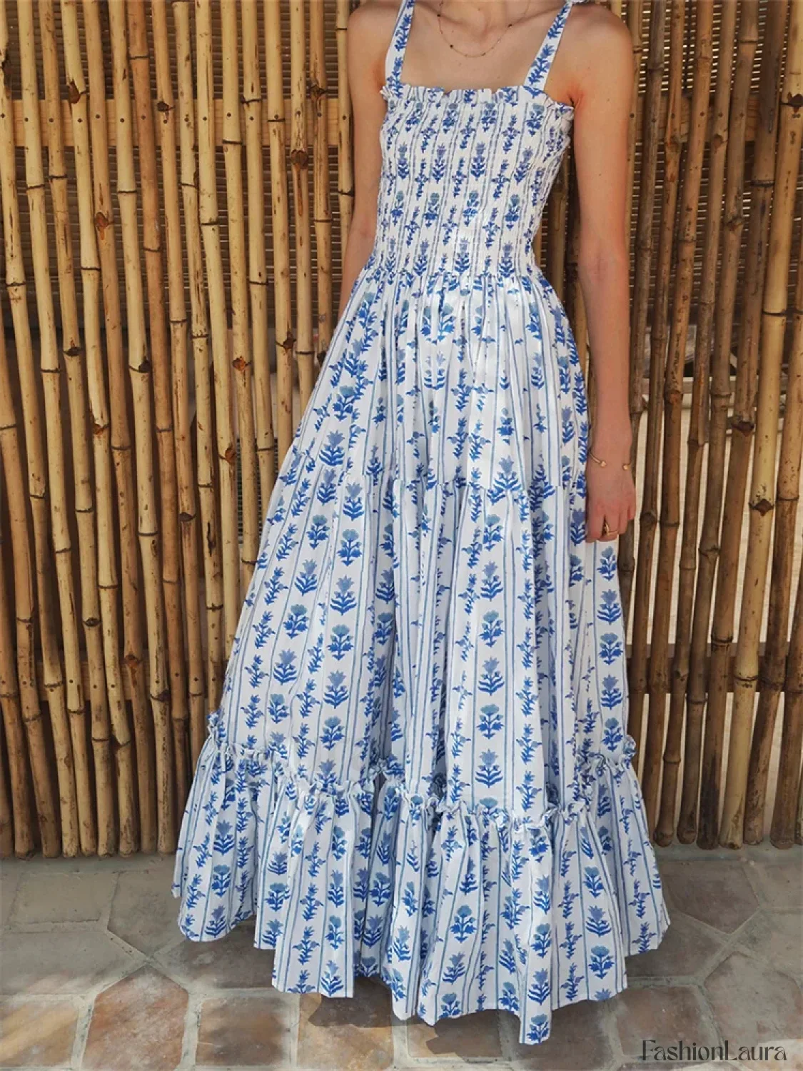 Tie Strap Floral A-Line Maxi Dress - Image 17
