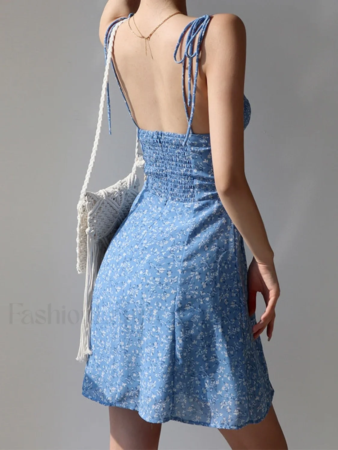 Tie Strap Floral Mini Dress - Image 4