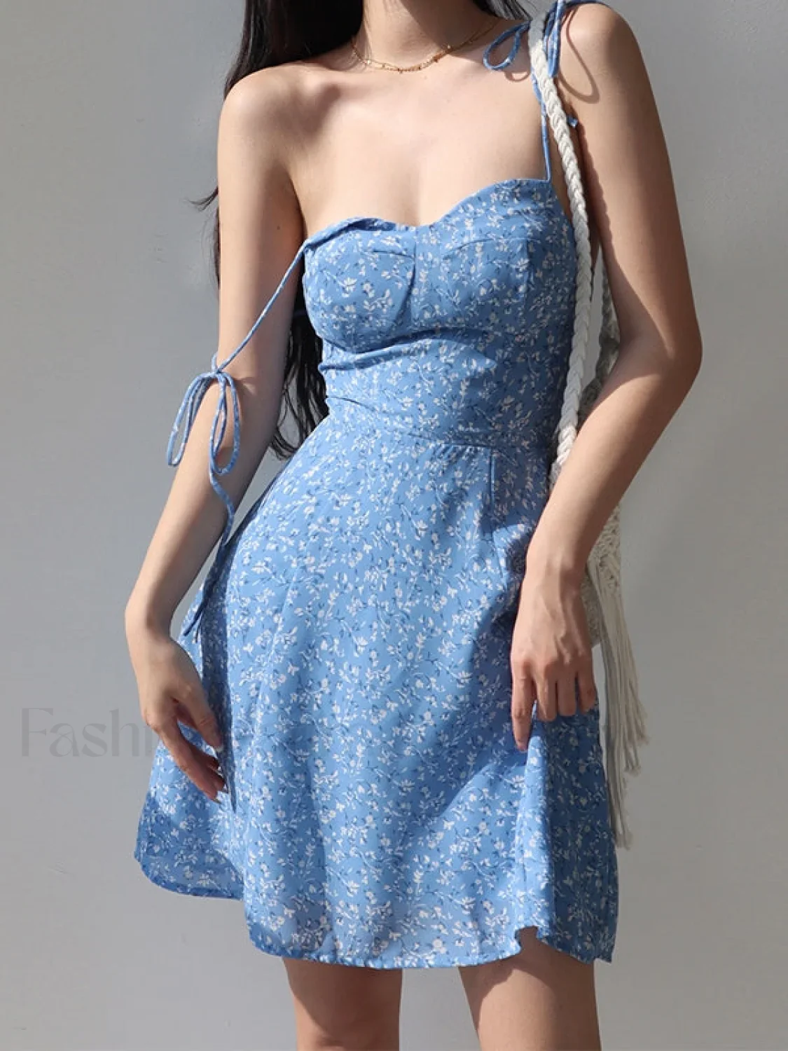Tie Strap Floral Mini Dress - Image 8