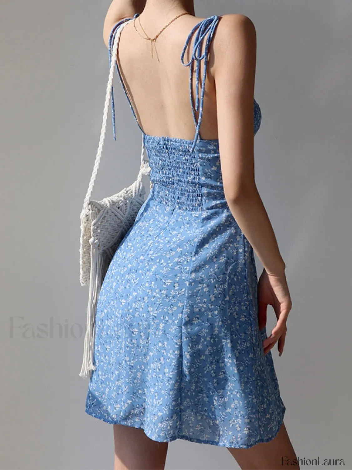 Tie Strap Floral Mini Dress - Image 9