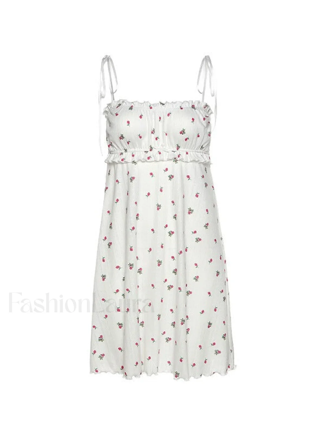 Tie Strap Frill Trim Floral Mini Dress - Image 4