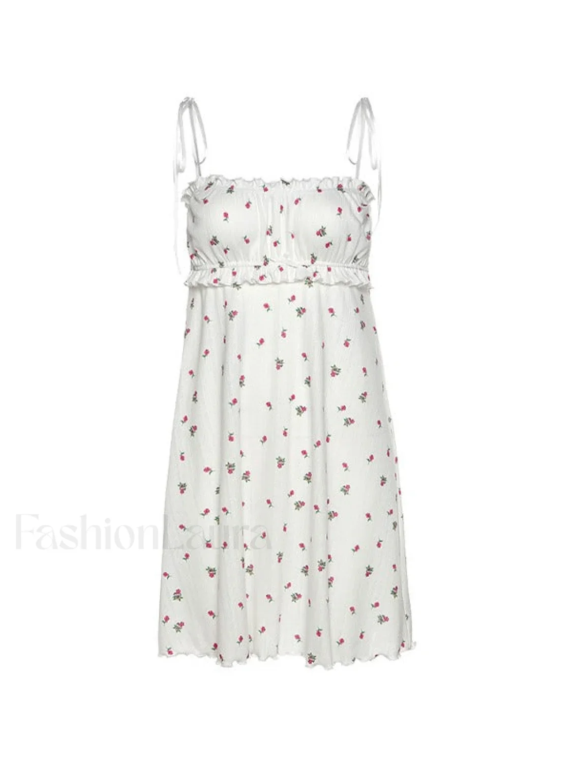 Tie Strap Frill Trim Floral Mini Dress - Image 5