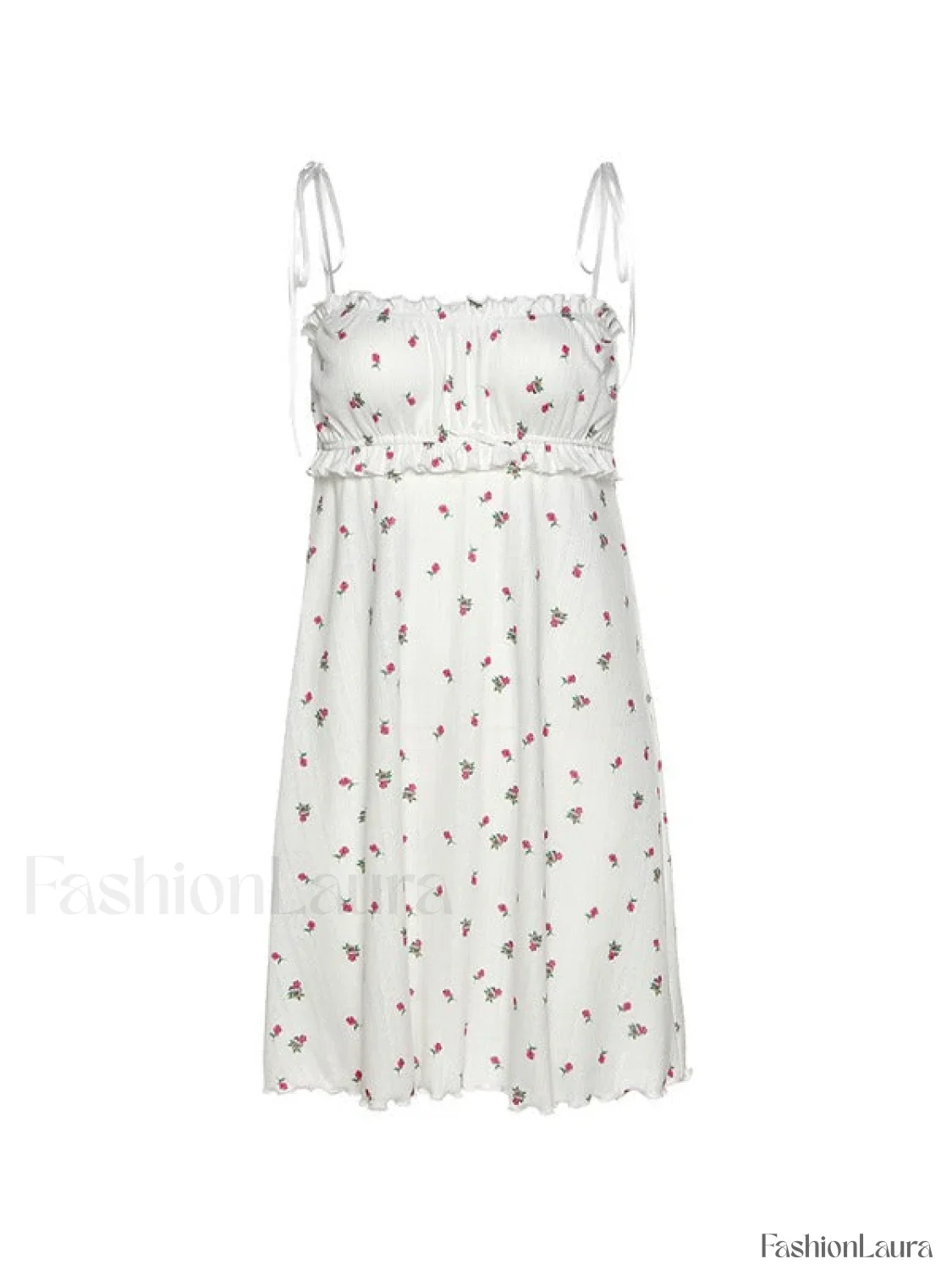 Tie Strap Frill Trim Floral Mini Dress - Image 9