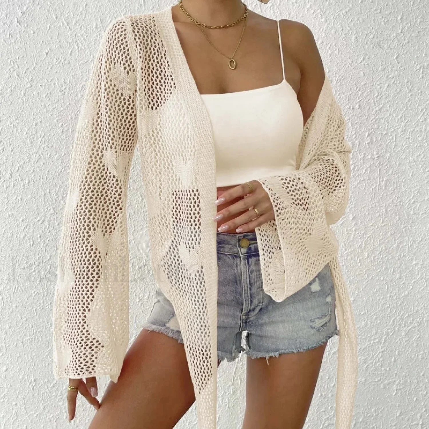 Tie-Up Loose Knit Beach Cover Up - Image 5