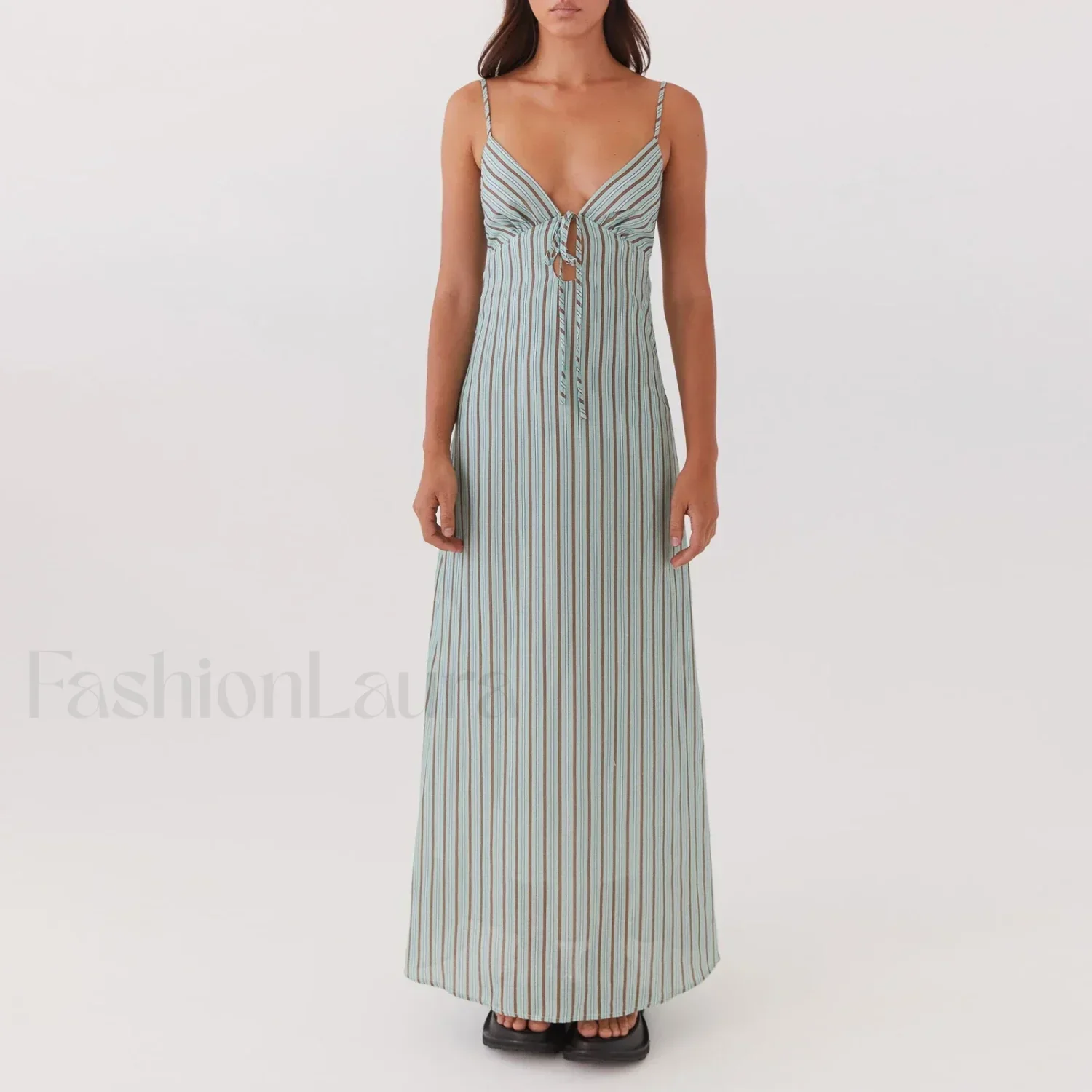 Tie-up Spaghetti Cutout Maxi Dress - Image 11