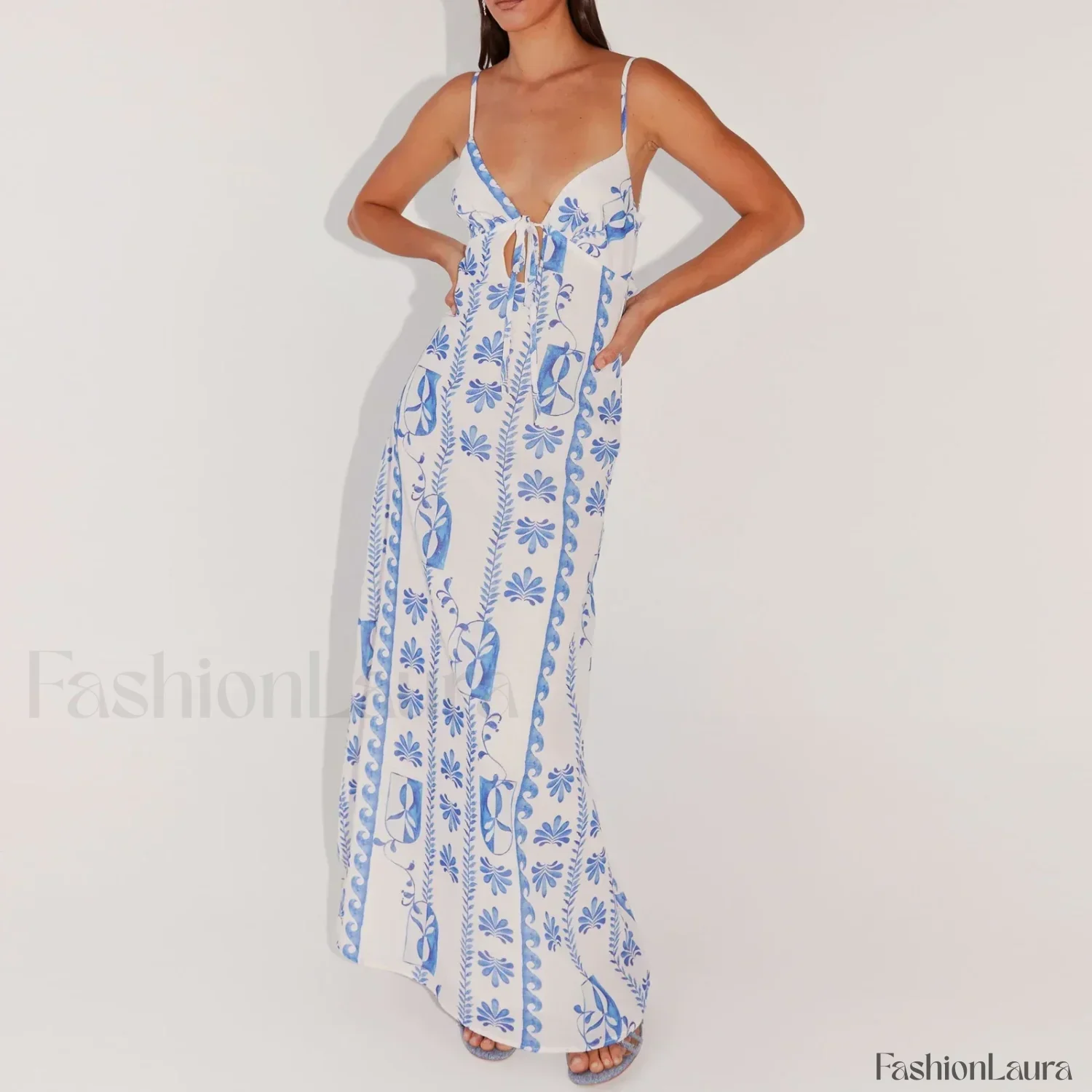 Tie-up Spaghetti Cutout Maxi Dress - Image 12