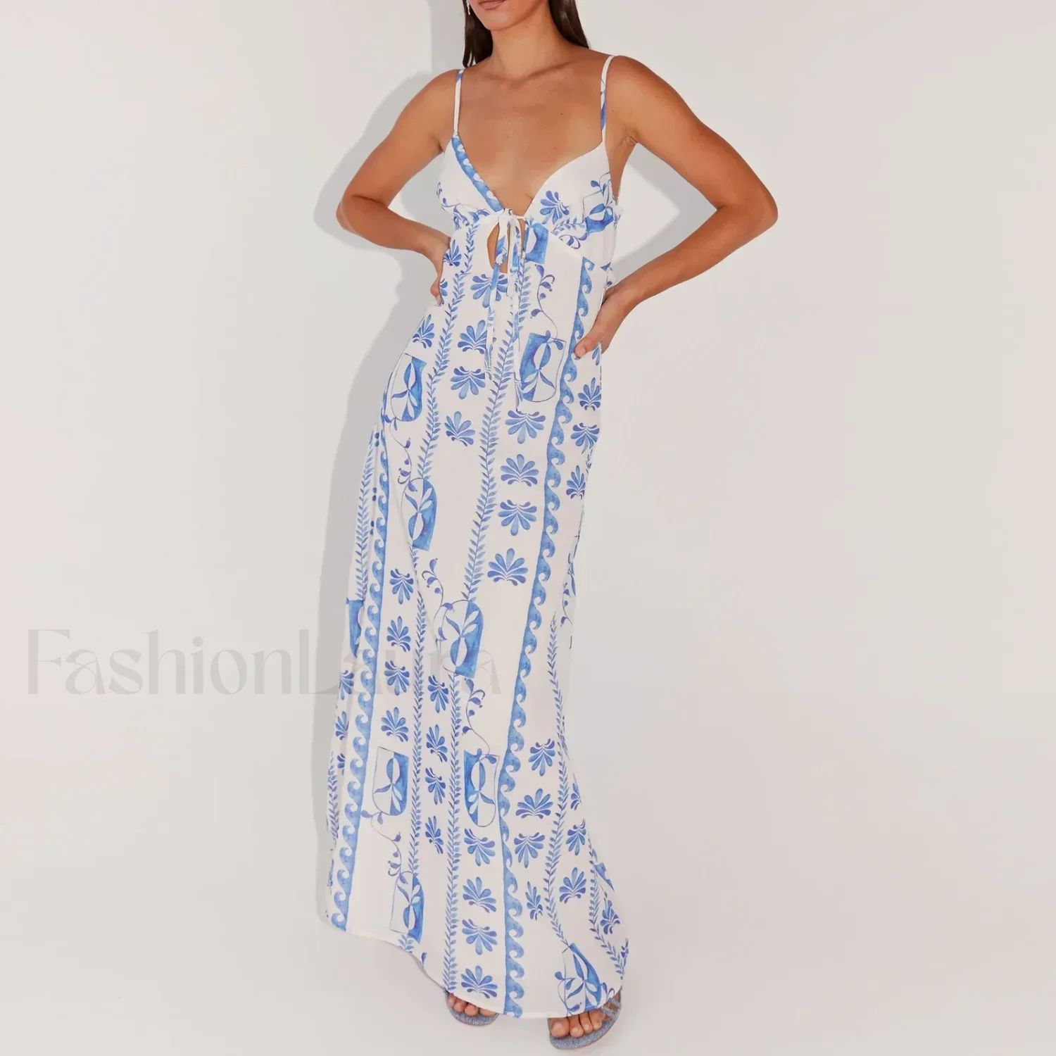 Tie-up Spaghetti Cutout Maxi Dress - Image 5