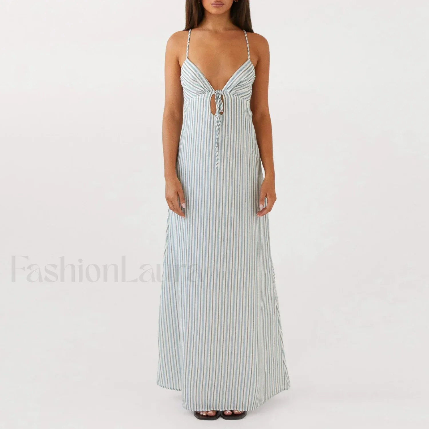 Tie-up Spaghetti Cutout Maxi Dress - Image 7