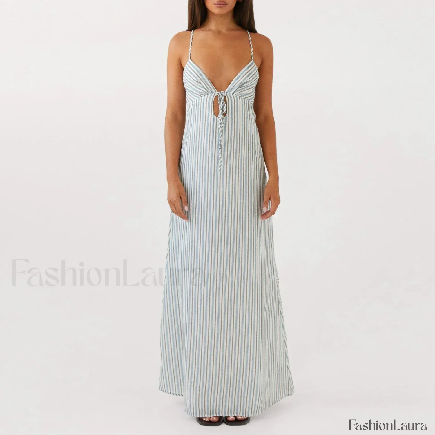Tie-up Spaghetti Cutout Maxi Dress - Image 8