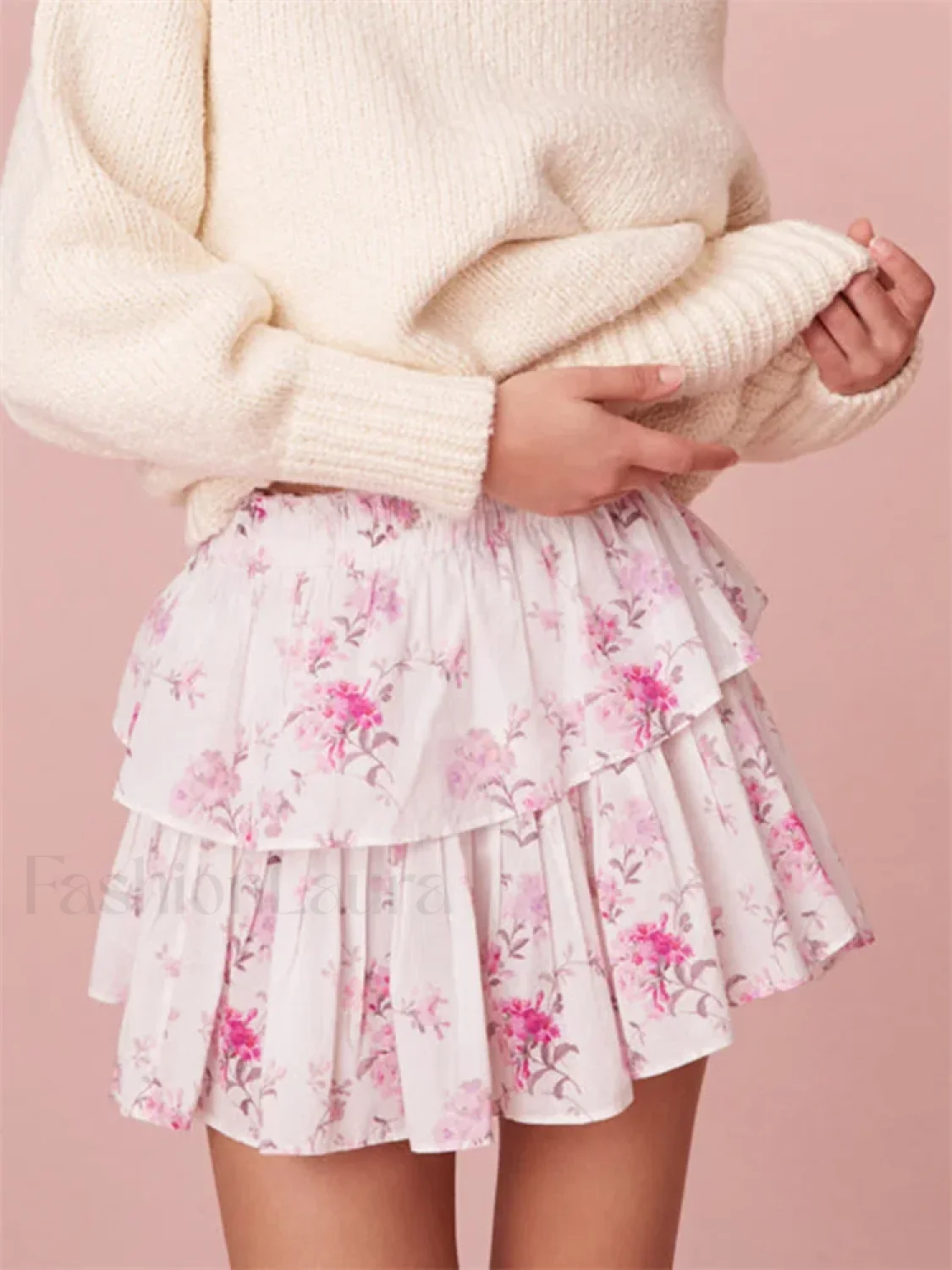 Tiered Floral Ruffle Mini Skirt - Image 2