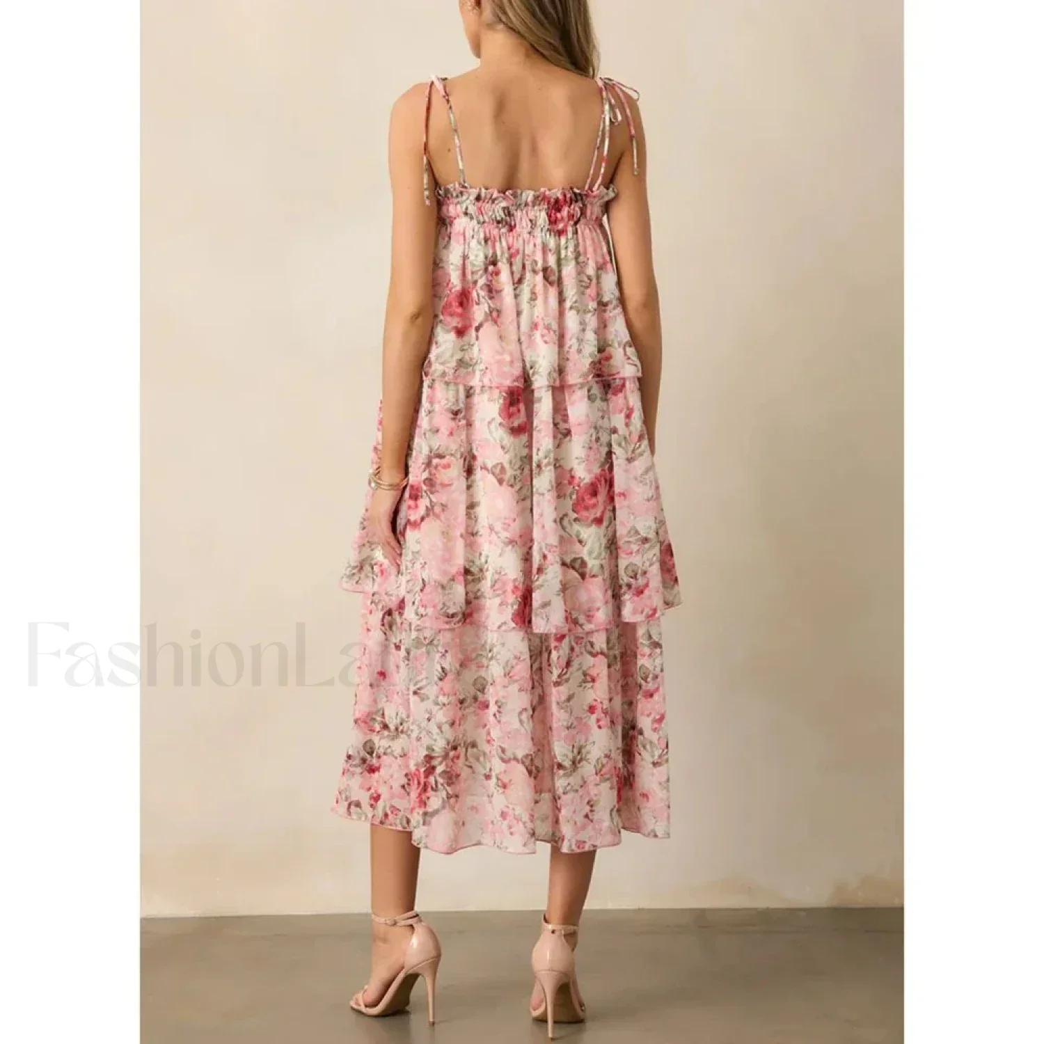 Tiered Lace-Up Cami Midi Dress - Image 6