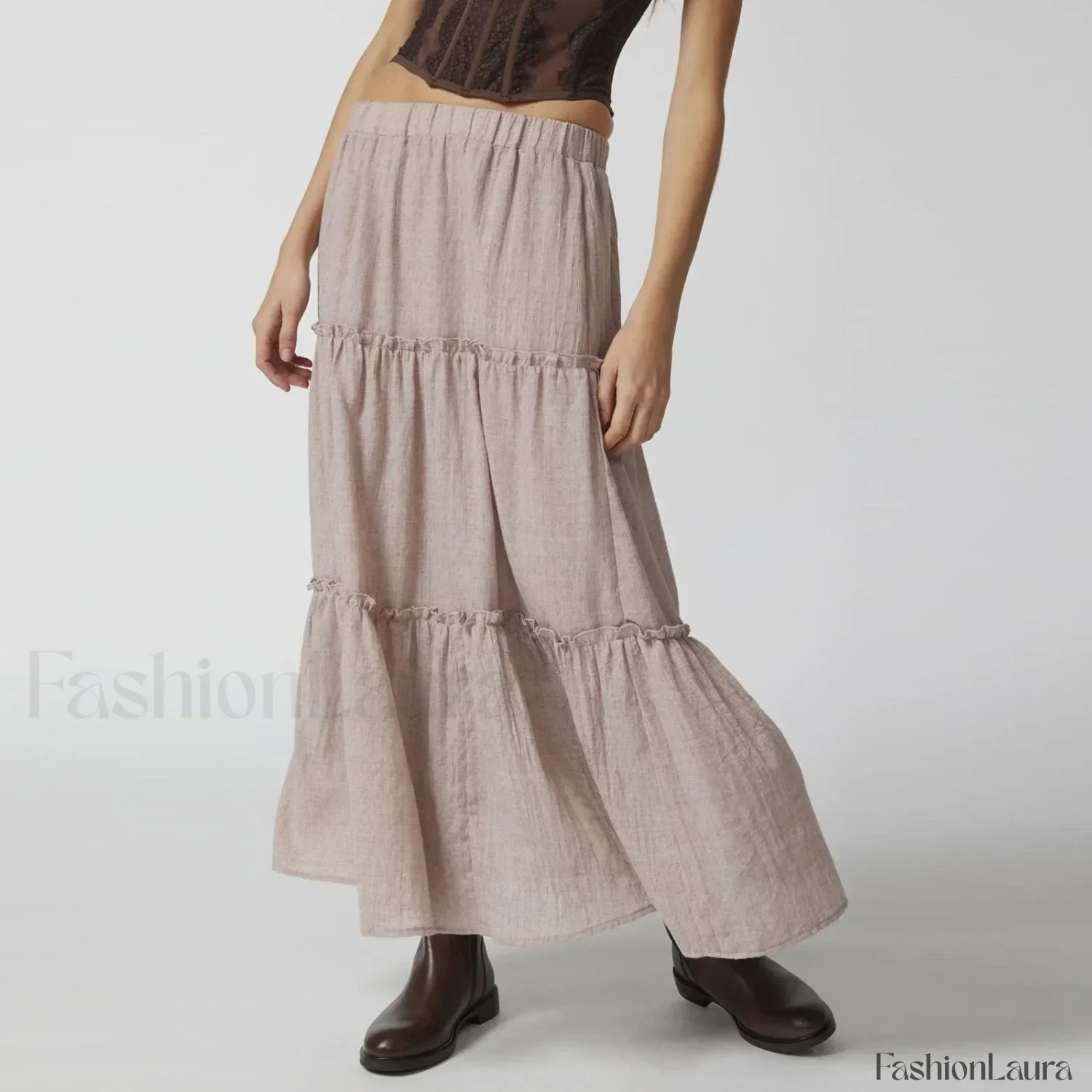 Tiered Pleated Swing Maxi Skirt - Image 14