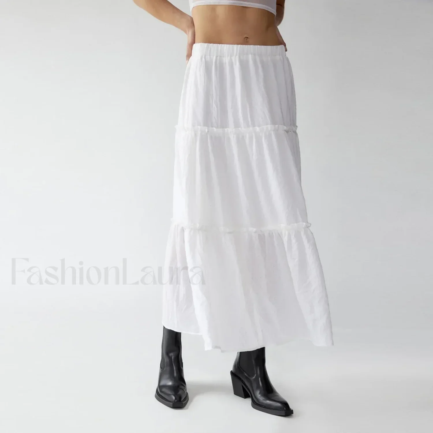 Tiered Pleated Swing Maxi Skirt - Image 4