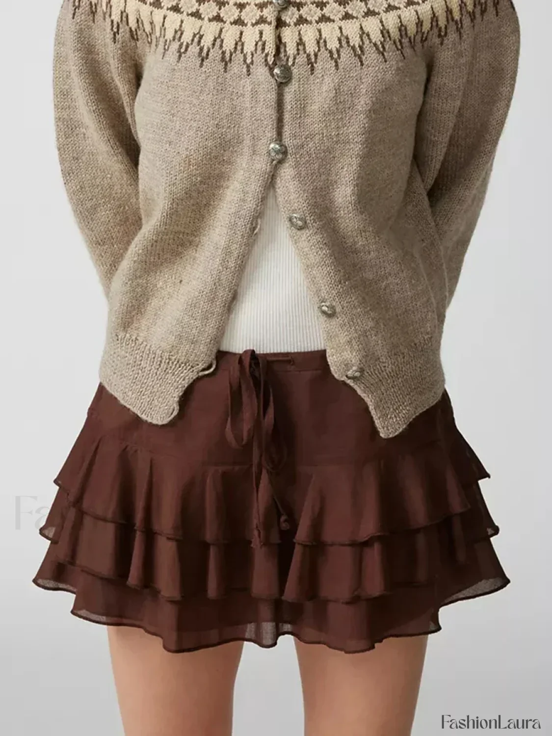 Tiered Ruffle Drawstring Mini Skirt - Image 12