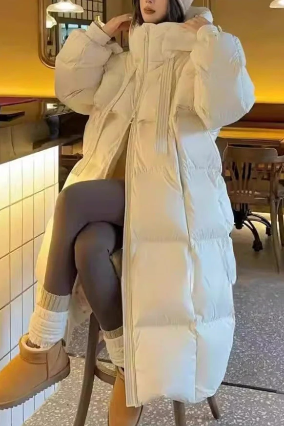 Trendy Long Hooded Puffer Jacket - Image 8