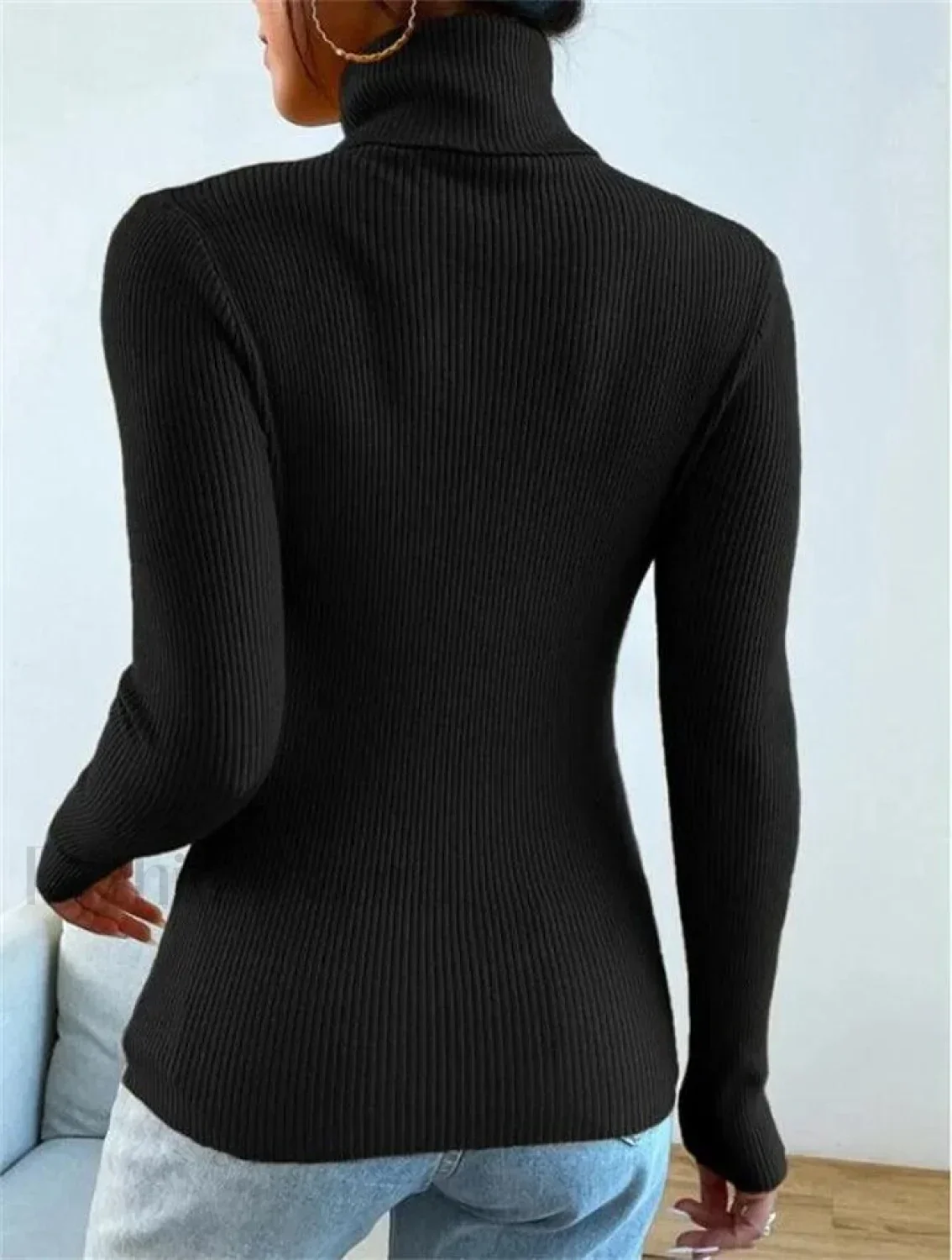 Turtleneck Ribbed Knit Sweater - Image 10