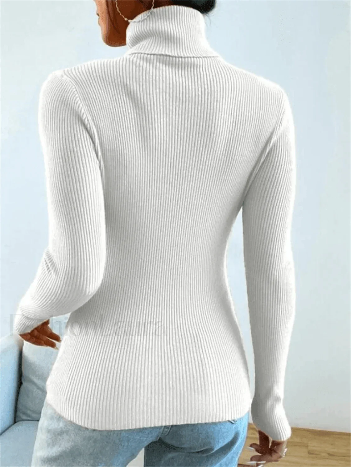 Turtleneck Ribbed Knit Sweater - Image 38