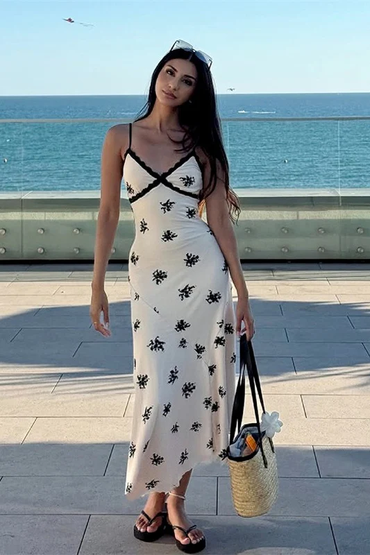 V Neck Lace Patchwork Printed Bodycon Floral Dress - Image 4