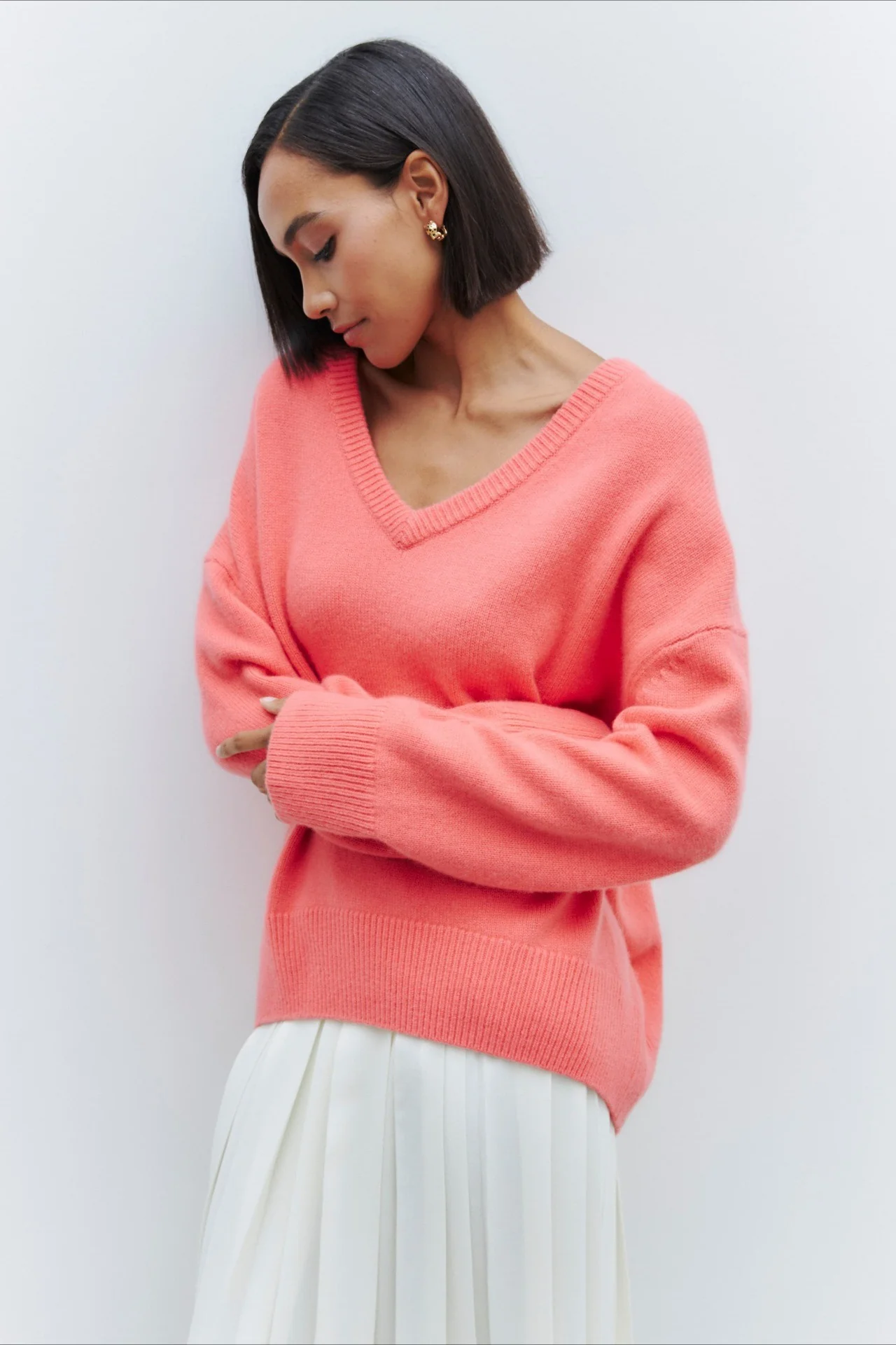 V Neck Long Sleeve Relaxed Sweater - Image 6