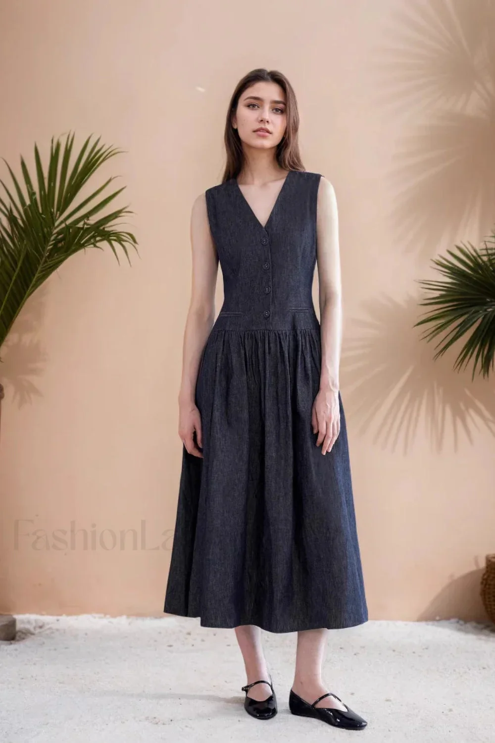 V-Neck Pocket Loose Sleeveless Casual Maxi Dress - Image 4