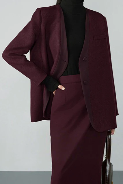 V Neck Single Breasted Blazer - Image 5