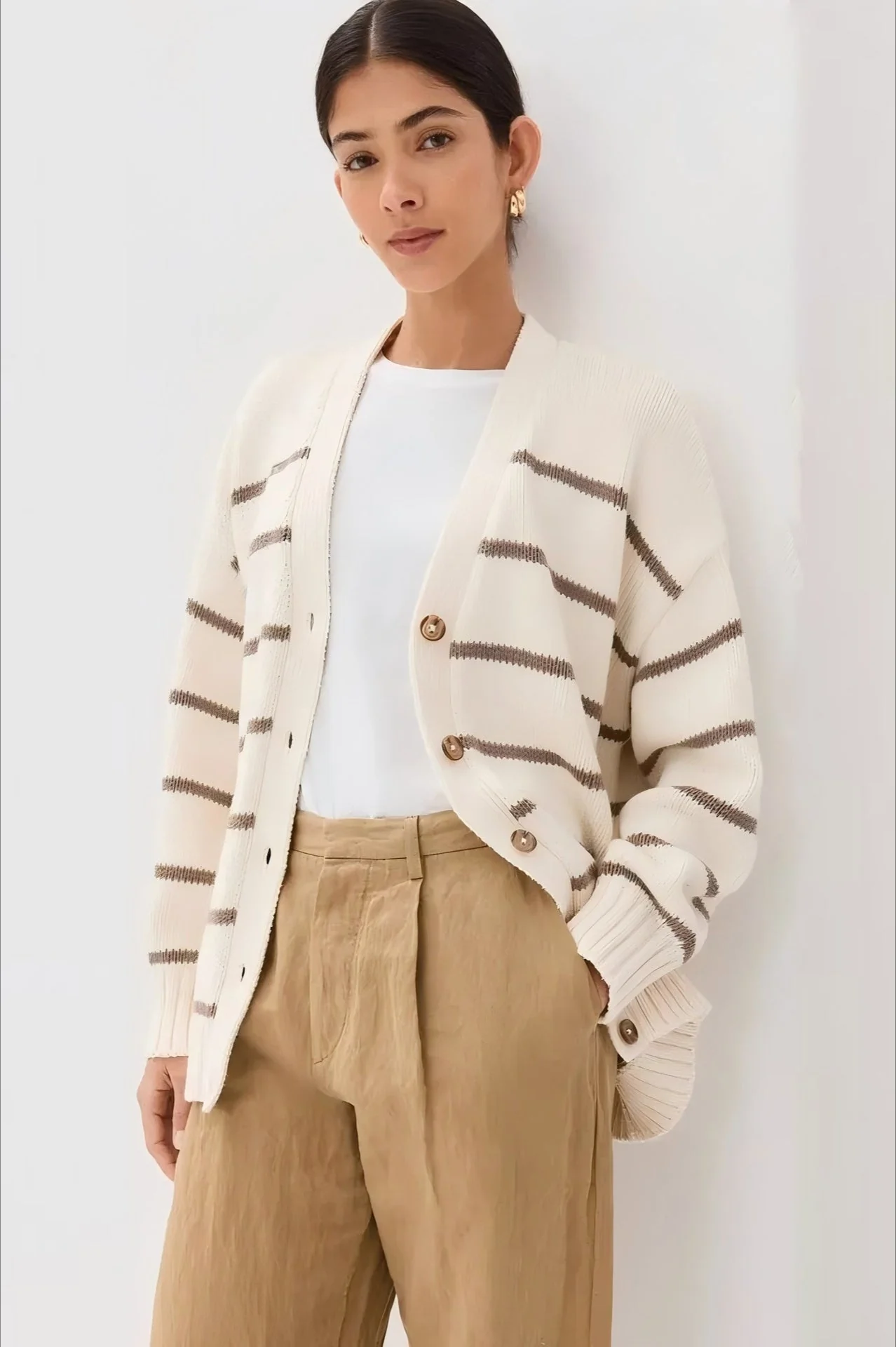 V-Neck Striped Cotton Sweater - Image 24