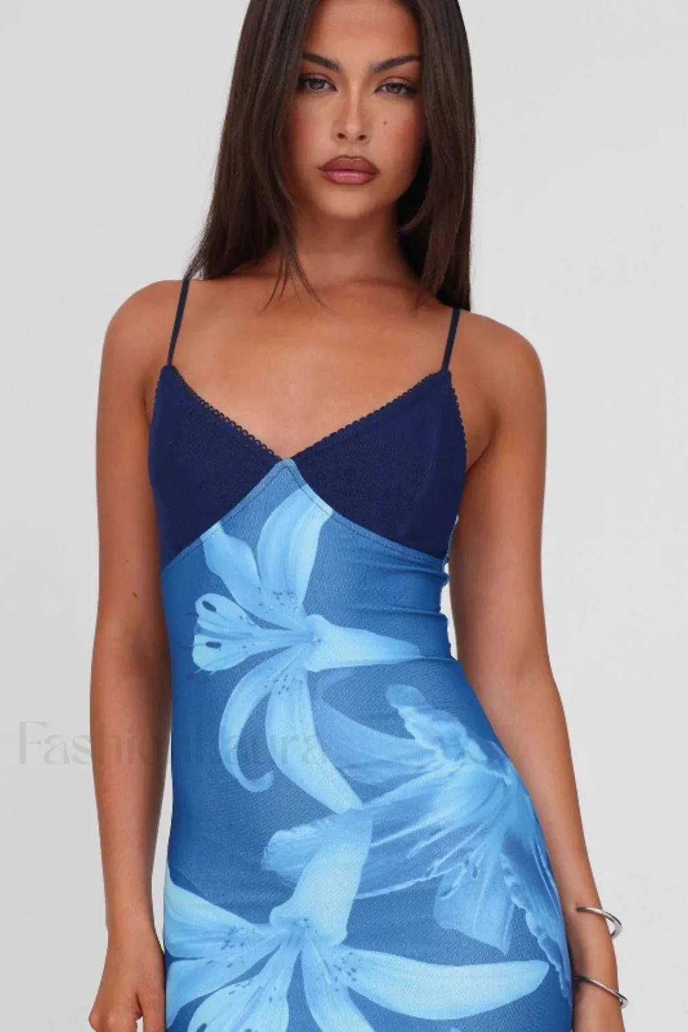 V-Neck Tie-Dye Mesh Patchwork Maxi Dress - Image 8