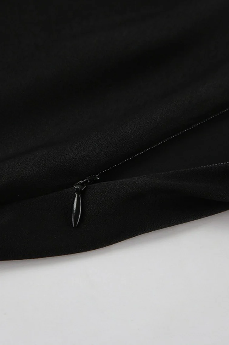 V Neck Tie Front Satin Top Maxi Skirt Set - Image 10