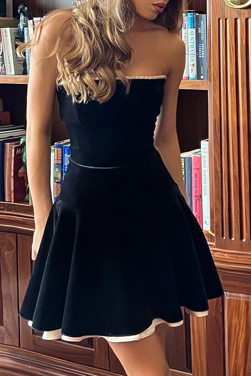 Velvet Bustier A-line Cocktail Dress - Image 5