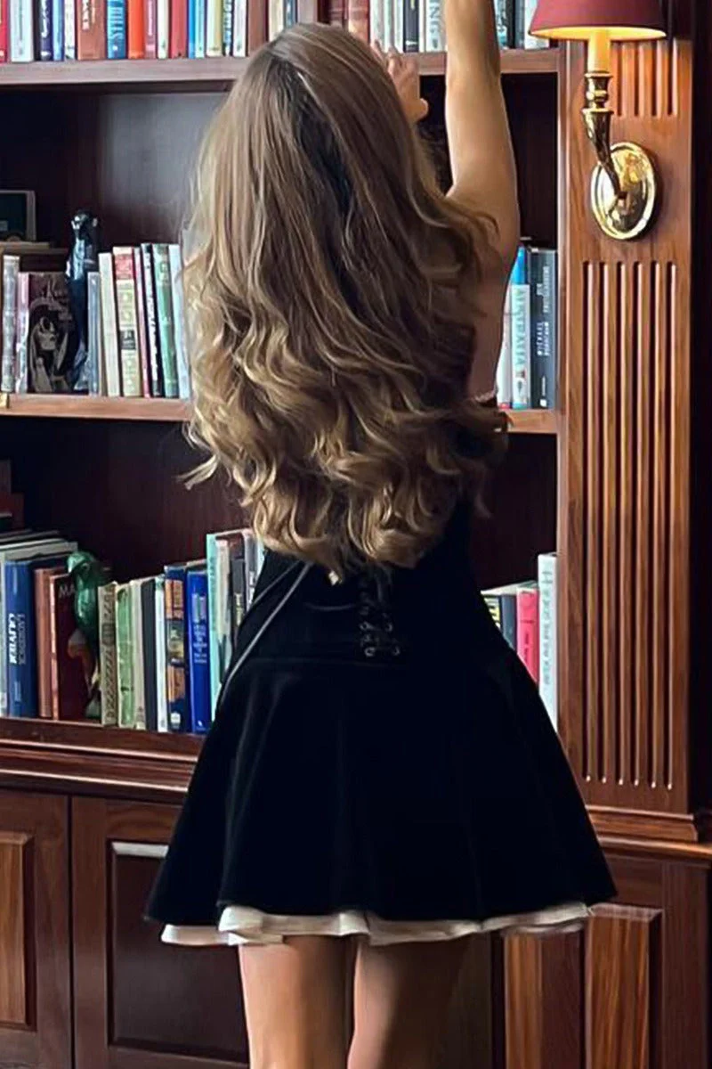 Velvet Bustier A-line Cocktail Dress - Image 8