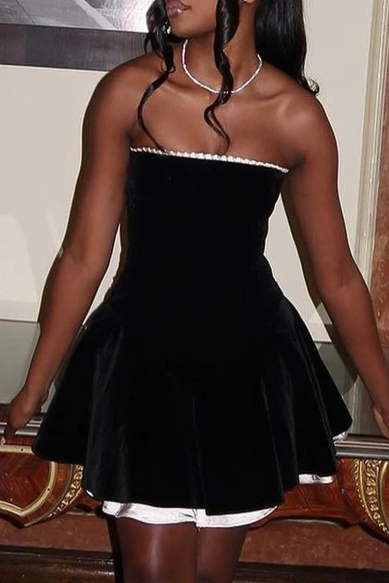 Velvet Bustier A-line Cocktail Dress - Image 9