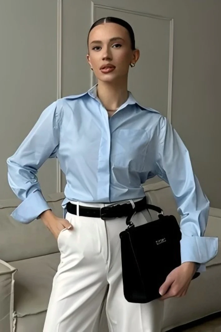 Versatile Lapel Collar Blouse - Image 4