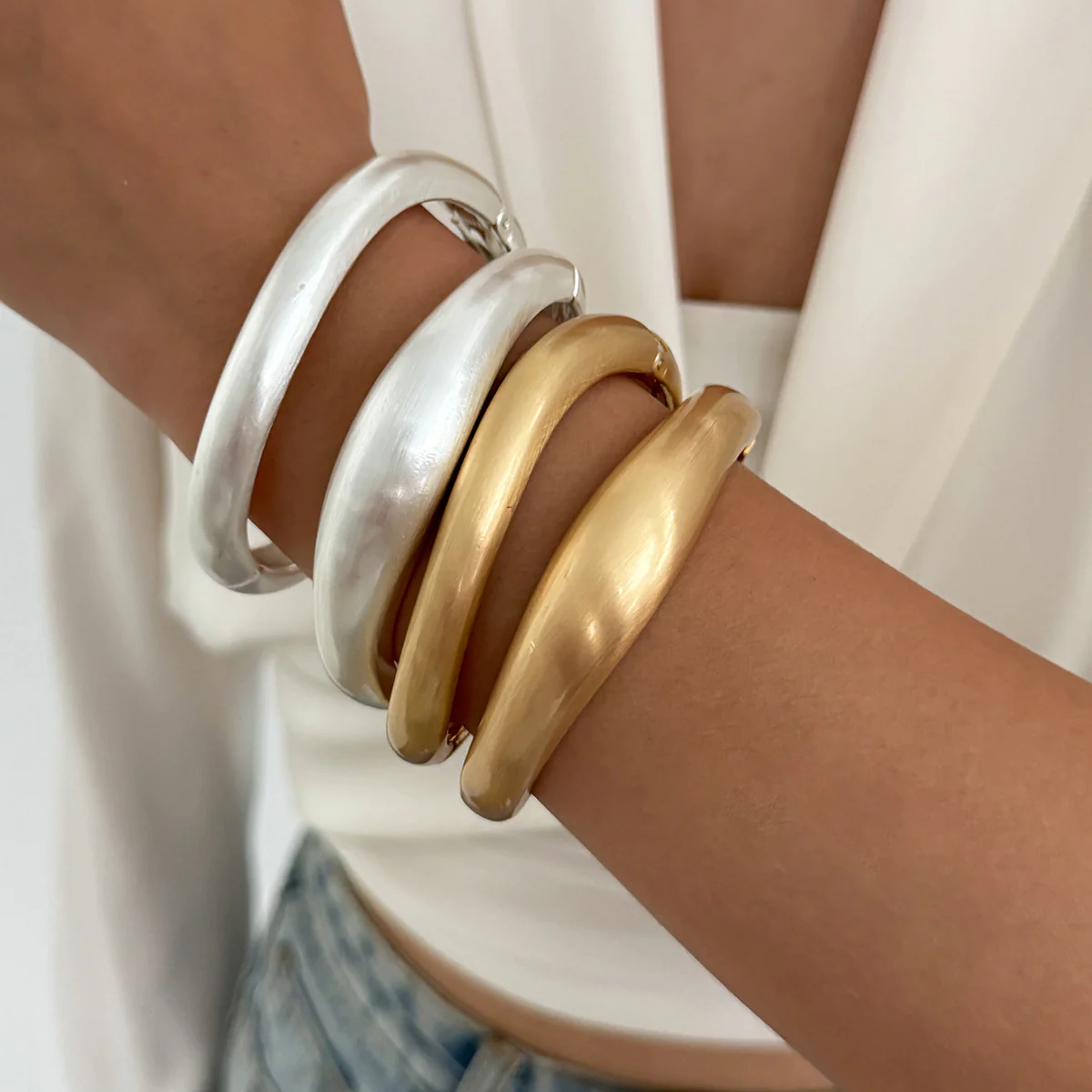 Versatile Matte Coil Bangle Bracelet - Image 2