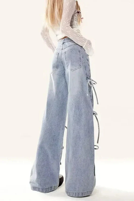 Vintage Bow Bandage Wide Leg Jeans - Image 12