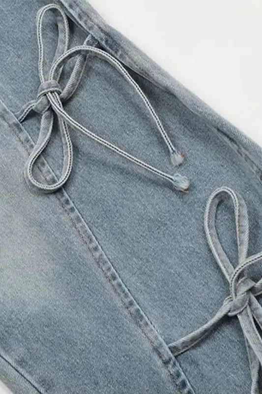 Vintage Bow Bandage Wide Leg Jeans - Image 6