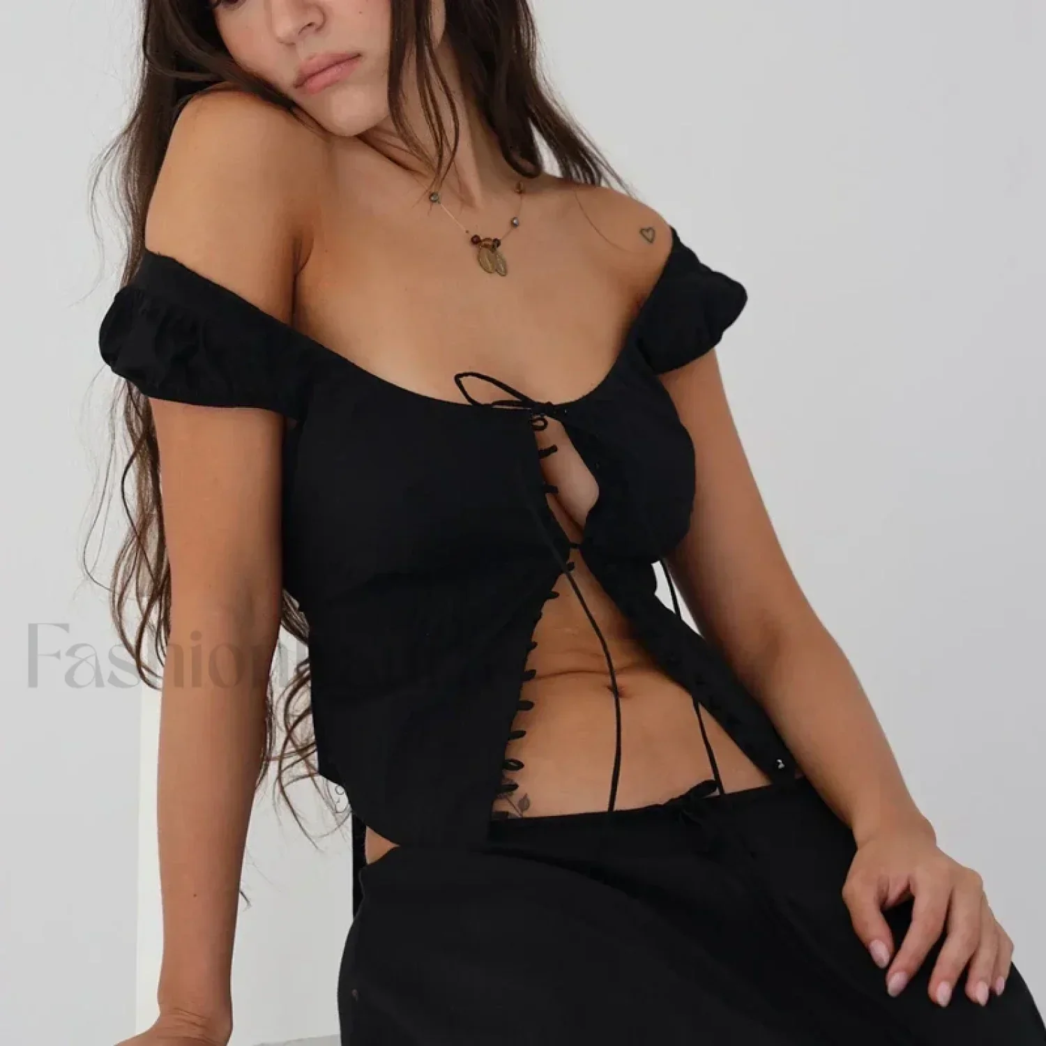 Vintage Button-Up Milkmaid Crop Top - Image 4