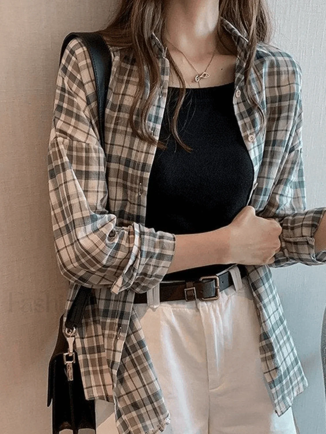 Vintage Checkered Long Sleeve Button Blouse - Image 12