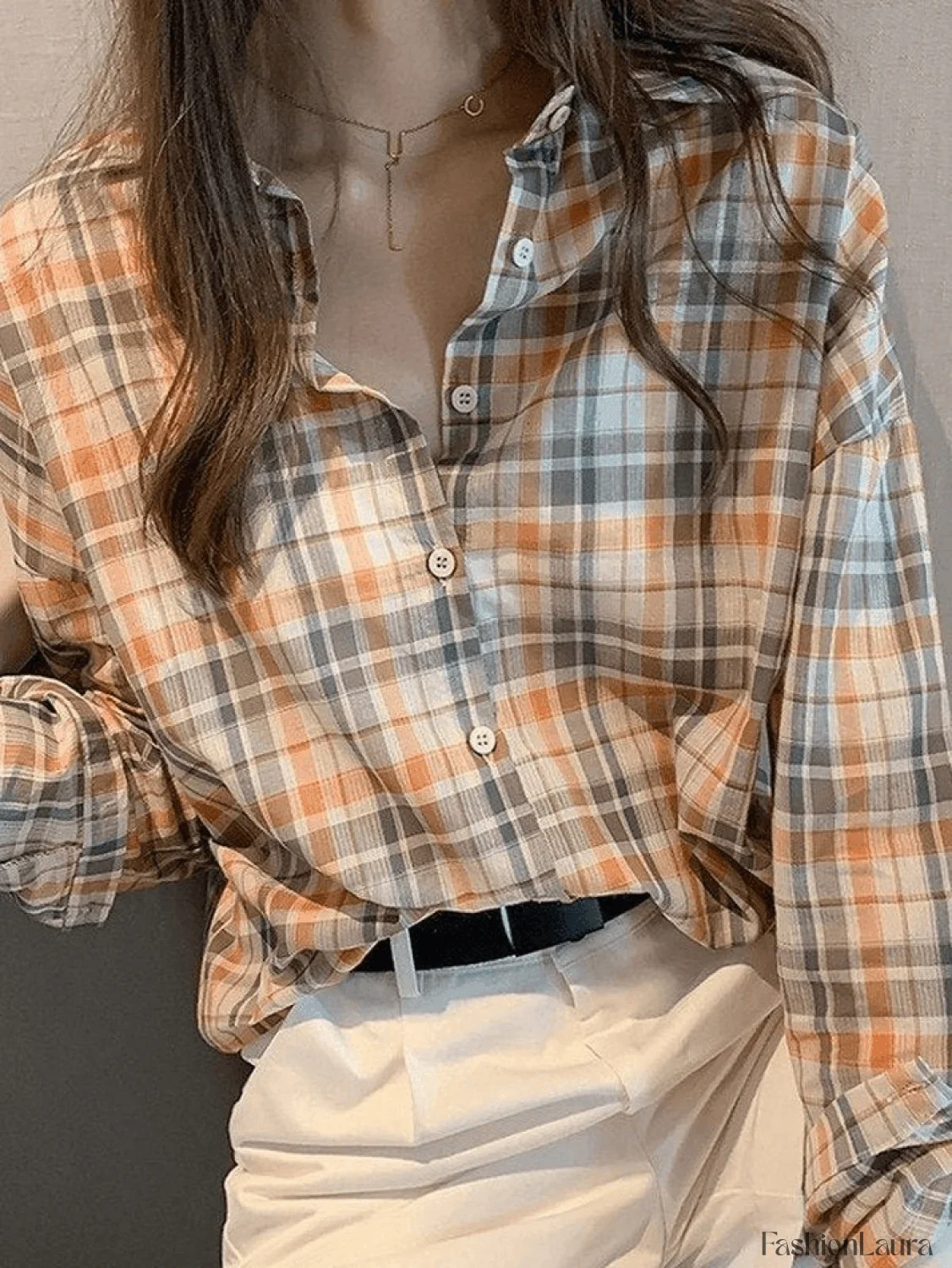 Vintage Checkered Long Sleeve Button Blouse - Image 17