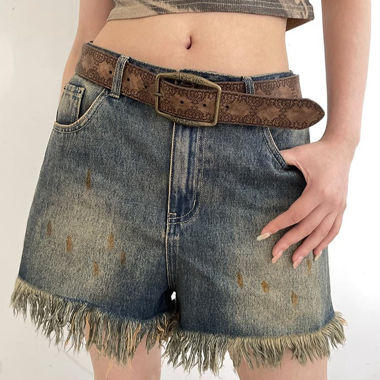 Vintage Embossed Leather Waist Belt - Image 3