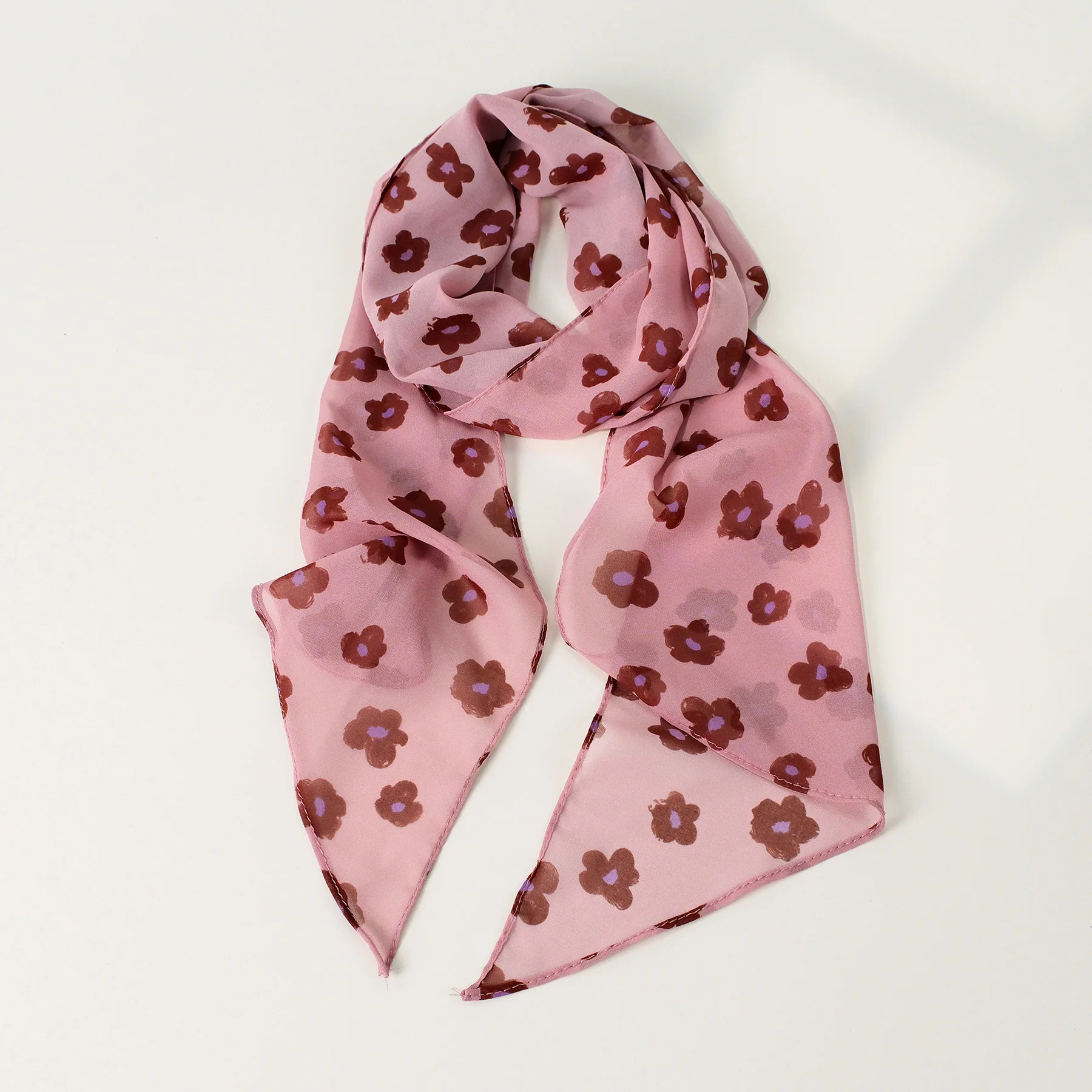 Vintage Floral Long Lightweight Neck Ribbon Scarf - Image 2