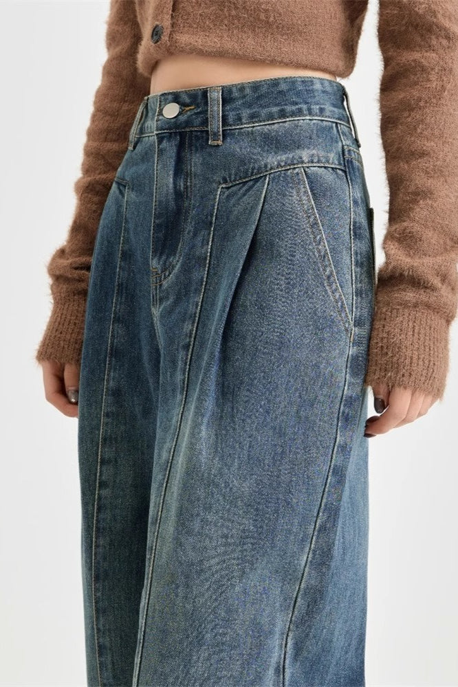 Vintage High Waist Banana Fit Wide Leg Jeans - Image 3