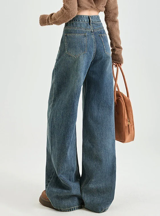 Vintage High Waist Banana Fit Wide Leg Jeans - Image 4