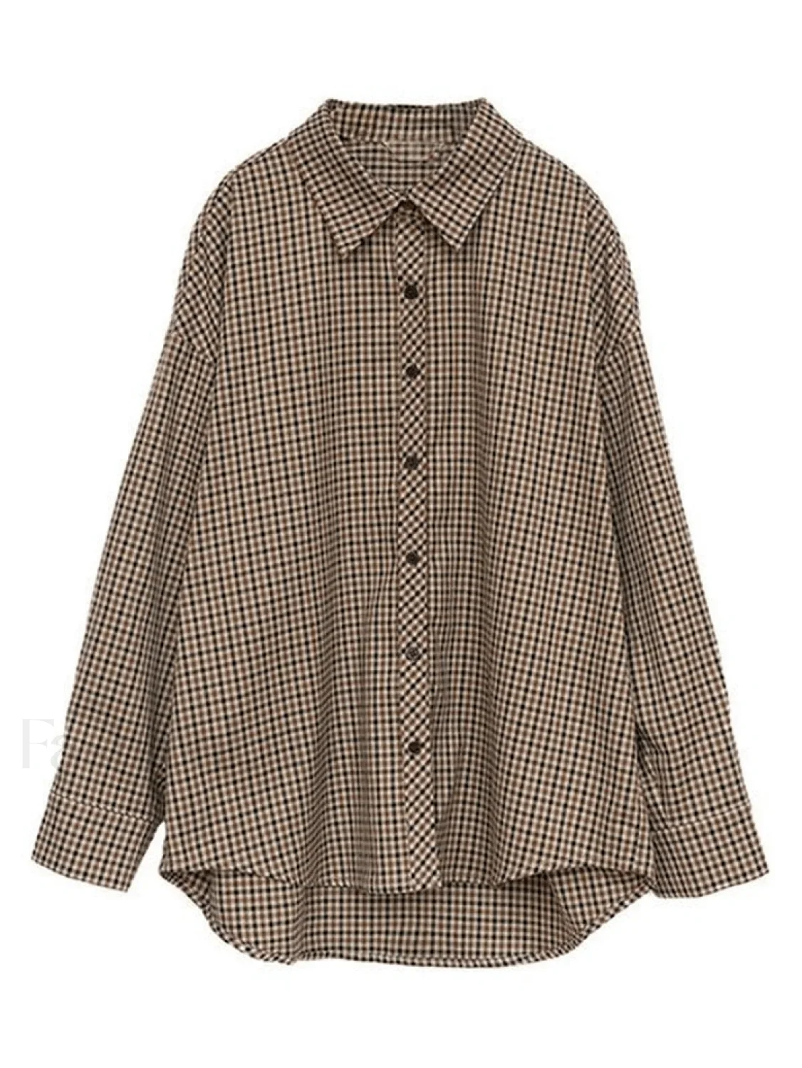 Vintage Long Sleeve Checkered Blouse - Image 4