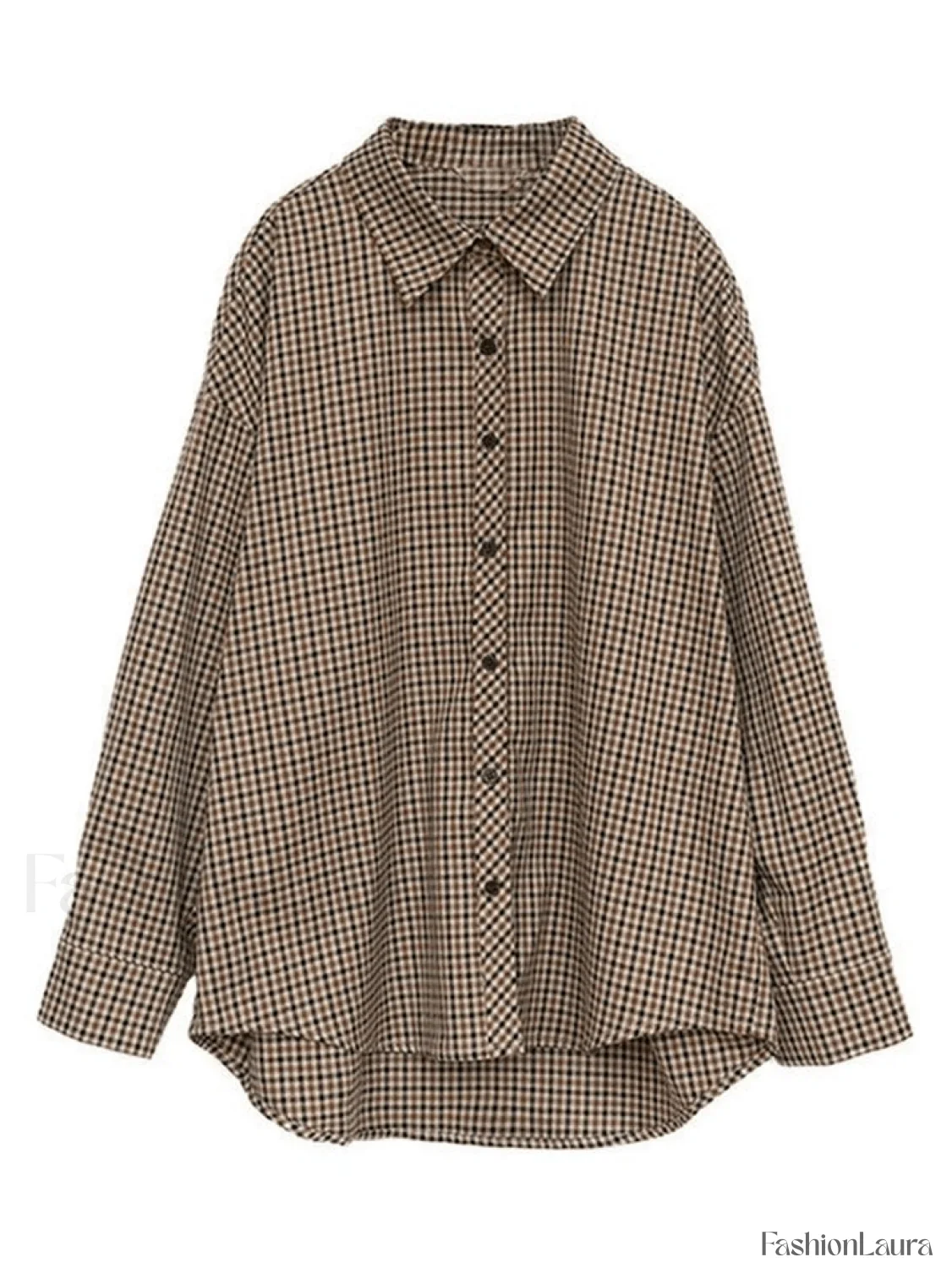 Vintage Long Sleeve Checkered Blouse - Image 9