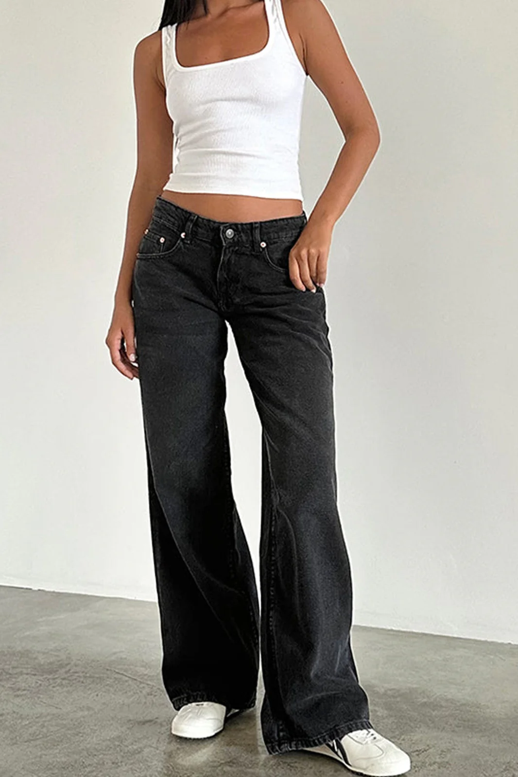 Vintage Low Rise Washed Straight Jeans - Image 11