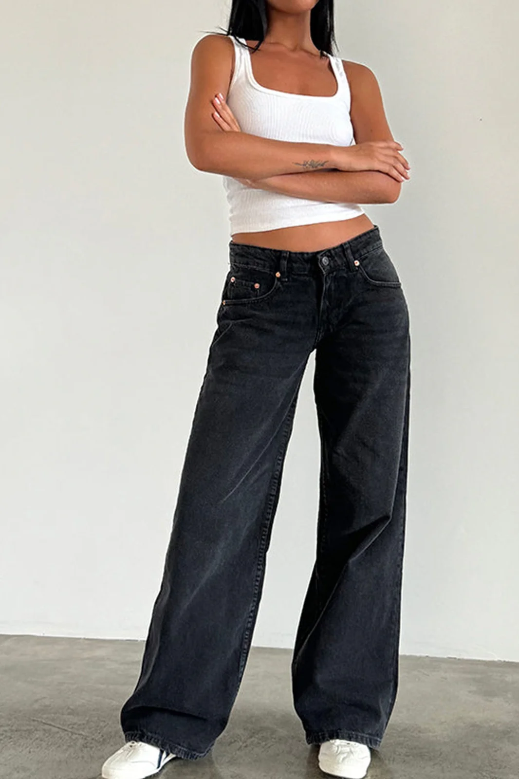 Vintage Low Rise Washed Straight Jeans - Image 12