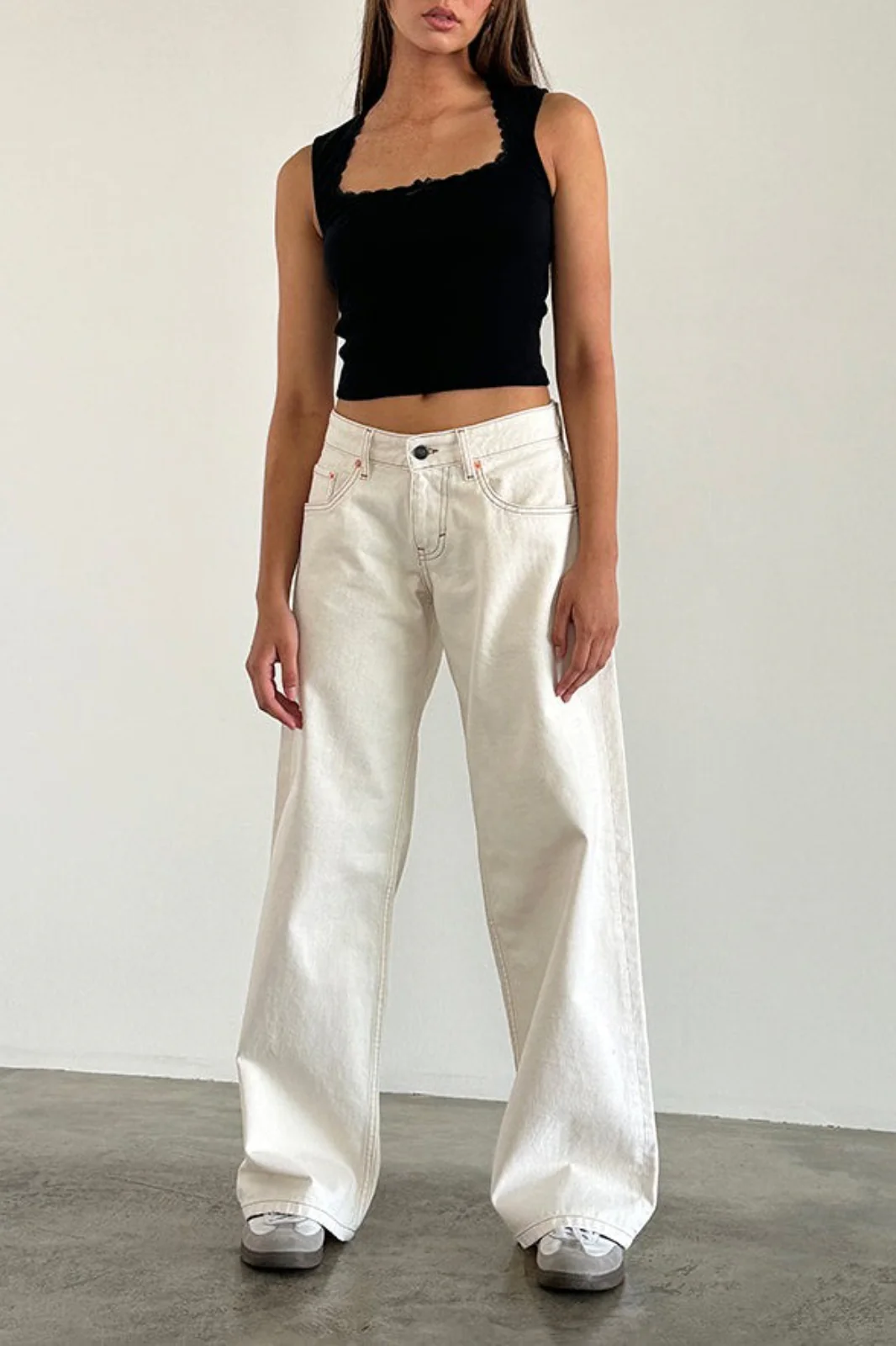 Vintage Low Rise Washed Straight Jeans - Image 13